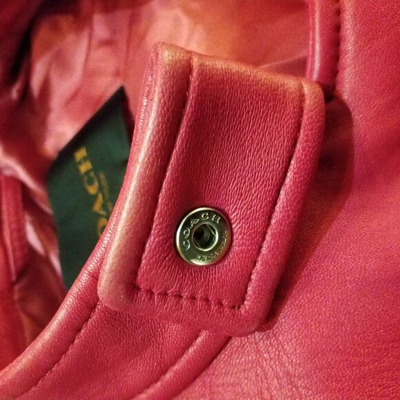 COACH Pink Ruby Leather Moto Racer Jacket Size Small - Picture 5 of 16